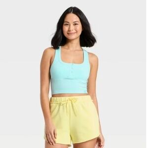 JoyLab Women's Seamless Henley Support Tank Top, Blue